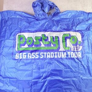 Post Malone Posty‎ Co VIP Big Ass Stadium Tour Rain Poncho Blue Hooded One Size